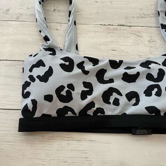 DKNY BLACK LEOPARD LIGHT BLUE Leopard-Print Bikini Swim Top - Picture 5 of 7